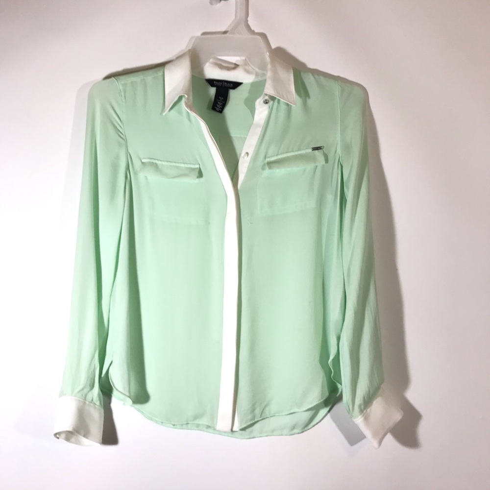 WHBM Mint White Button Front Size 2